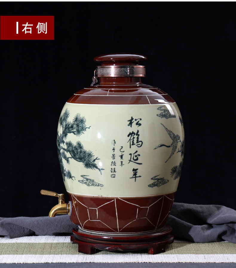 Jingdezhen ceramic wine wine jar cylinder 10 jins 20 jins 30 jins 50 jins antique bottle seal hip flask