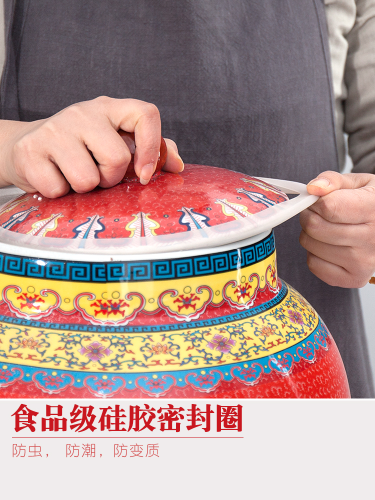 Jingdezhen domestic ceramic barrel ricer box moistureproof cylinder 20 jins 30 jins 50 pounds with cover cylinder tank storage tank