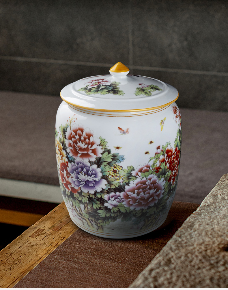 Jingdezhen ceramic purple sand seal pot pu 'er tea cake large seven loaves receives the gift porcelain tea pot