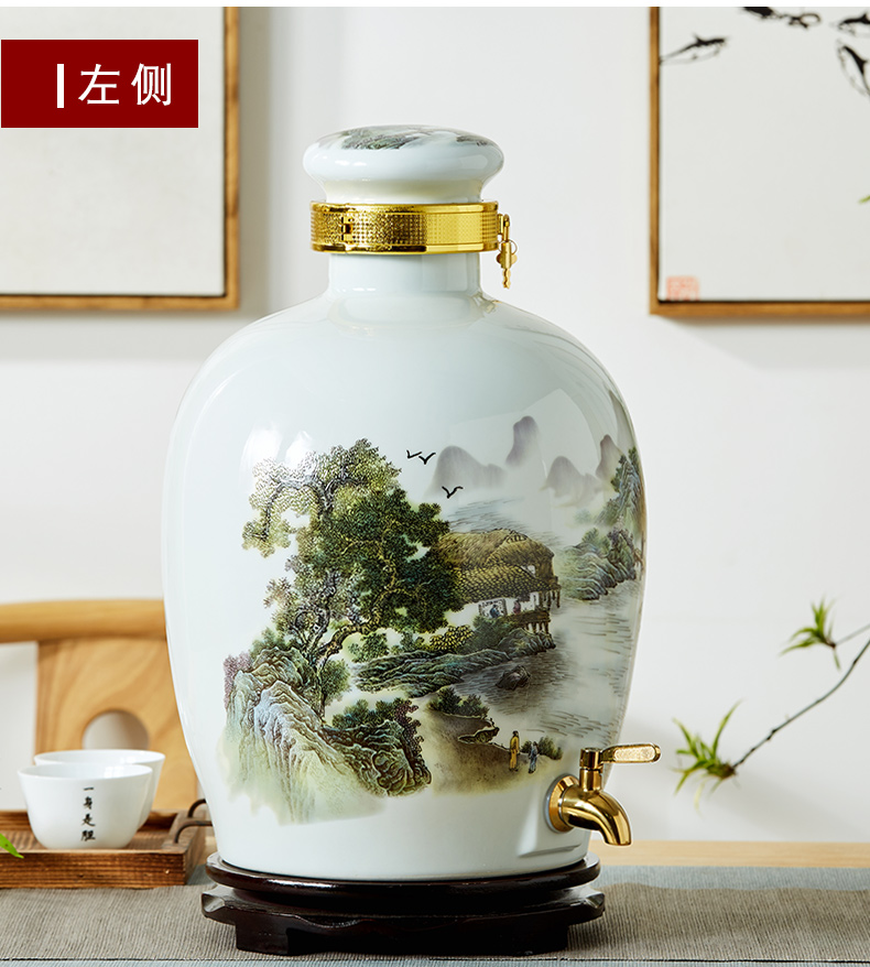 Jingdezhen ceramic home wine jar sealing 10 jins 20 jins 50 kg small it as cans bottles with tap hip flask