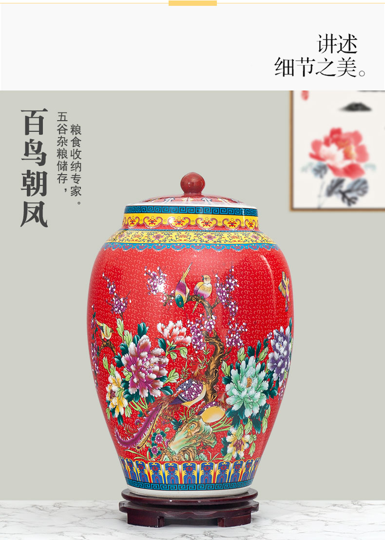 Jingdezhen ceramic barrel ricer box 20 jins 30 jins of 50 pounds to take rice storage box cover household moistureproof insect - resistant rice pot