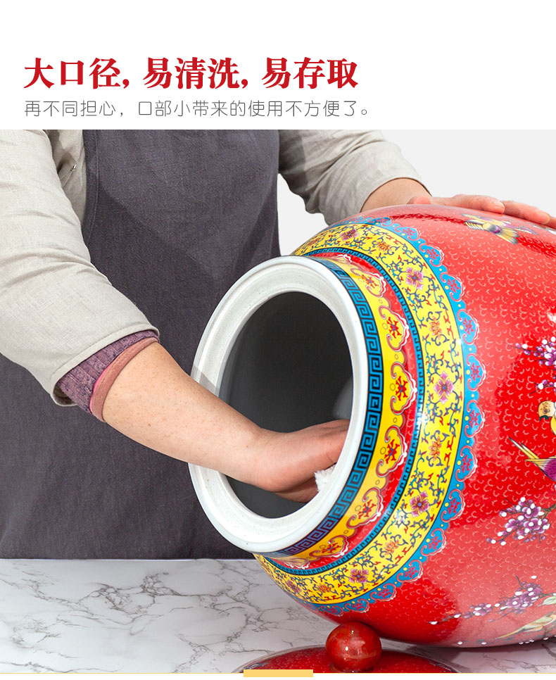 Jingdezhen ceramic barrel ricer box 20 jins 30 jins of 50 pounds to take rice storage box cover household moistureproof insect - resistant rice pot