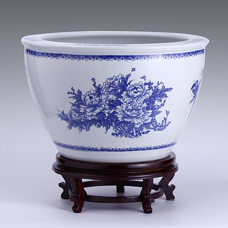 Jingdezhen ceramic filter tank large fountain tortoise cylinder goldfish bowl wealth and good luck