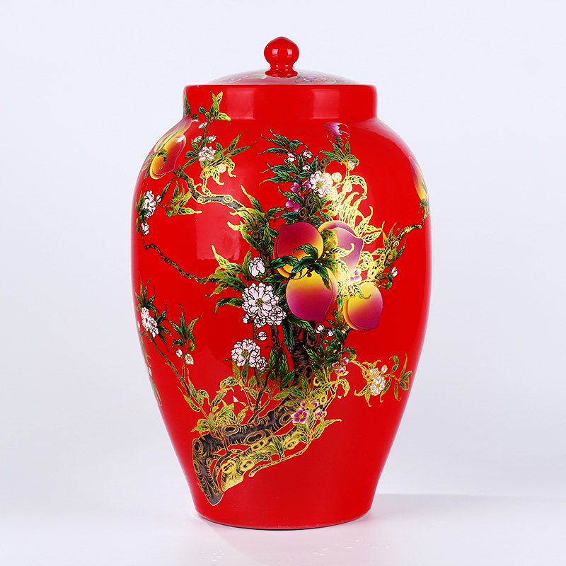Jingdezhen porcelain with cover to barrel peach storage tanks 20 jins 30 jins 50 jins jars of oil tank