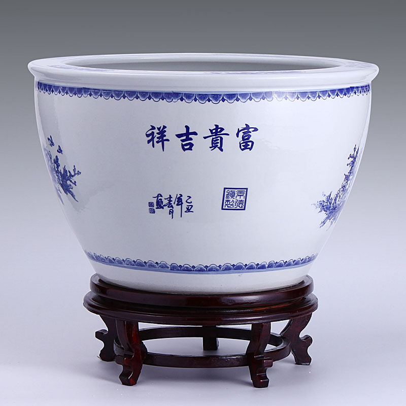 Jingdezhen ceramic filter tank large fountain tortoise cylinder goldfish bowl wealth and good luck