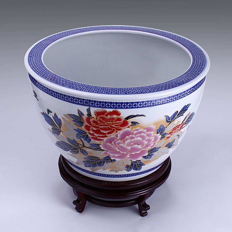 Jingdezhen ceramic filter tank large fountain tortoise cylinder goldfish bowl wealth and fertility