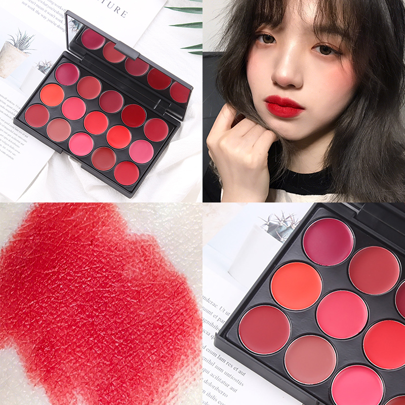 MISS ROSE portable multi-color 15-color lipstick plate does not fade children's stage performance cos makeup plate