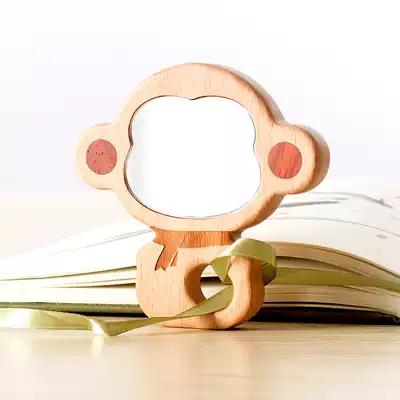 woodpapa animal zodiac solid wood small mirror makeup mirror portable portable high-definition princess small makeup mirror