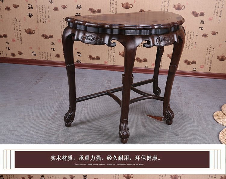 Gỗ gụ đồ gỗ mun hiên bàn tròn hành lang tròn nửa mặt trăng trường hợp Trung Quốc gỗ hồng mộc bán tròn bàn - Bàn / Bàn bàn gỗ chân sắt