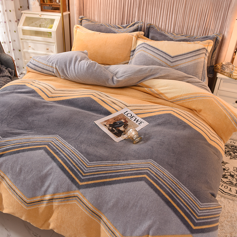 Fuanna Single Piece Covered With Hood Four Pieces Winter Coral Suede Winter Milk Suede Thickened Double-sided Suede Plus Flannel Flannel