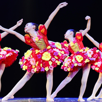 The 10th Xiaohe style flower like Red Girl Sequin princess dress costume childrens puffy skirt performance suit