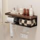 German Seiko Walnut Hair Dryer Towel Storage Rack Bathroom Sink Punch-Free Toilet Paper Box Holder