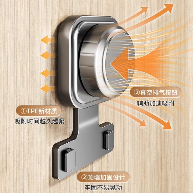 German Precision Suction Cup Door Hook, No-Drill, Strong Load-Bearing, Door-Back Clothes Rack, Wall-Mounted Hook Storage Rack