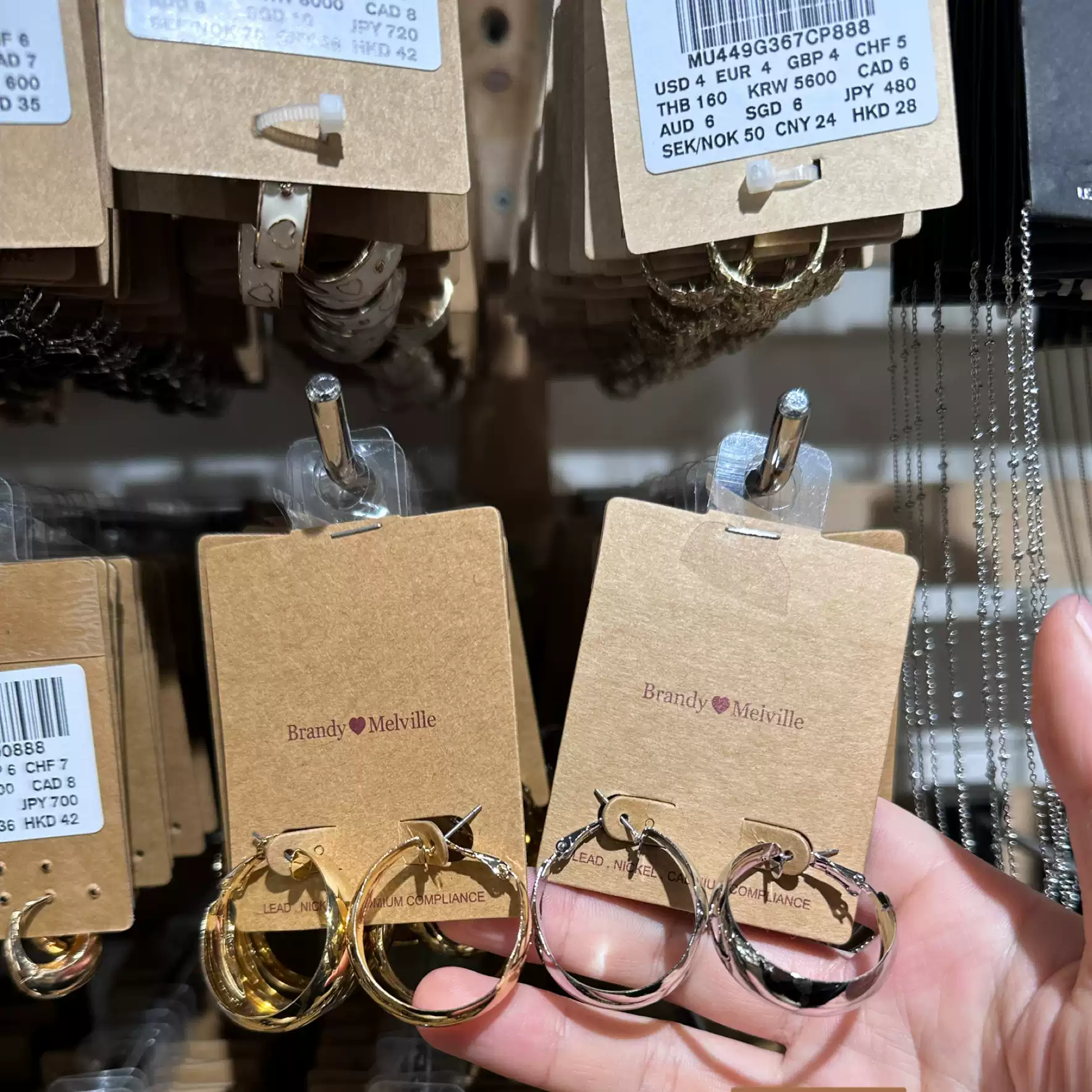 现货bm金色银色大圈耳环Brandy Melville国内代购耳钉饰品