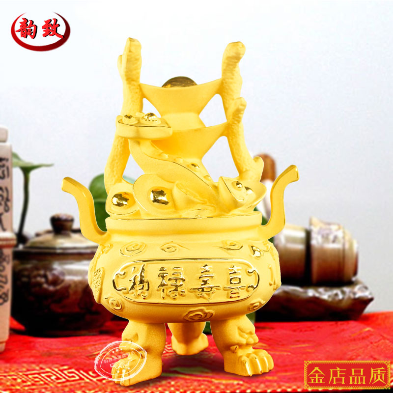 Suede sand gold Merchants Treasure Pots hawking pieces Handicraft Furnishing of Feng Shui Home Decoration Goods Business Joe Relocation Gift