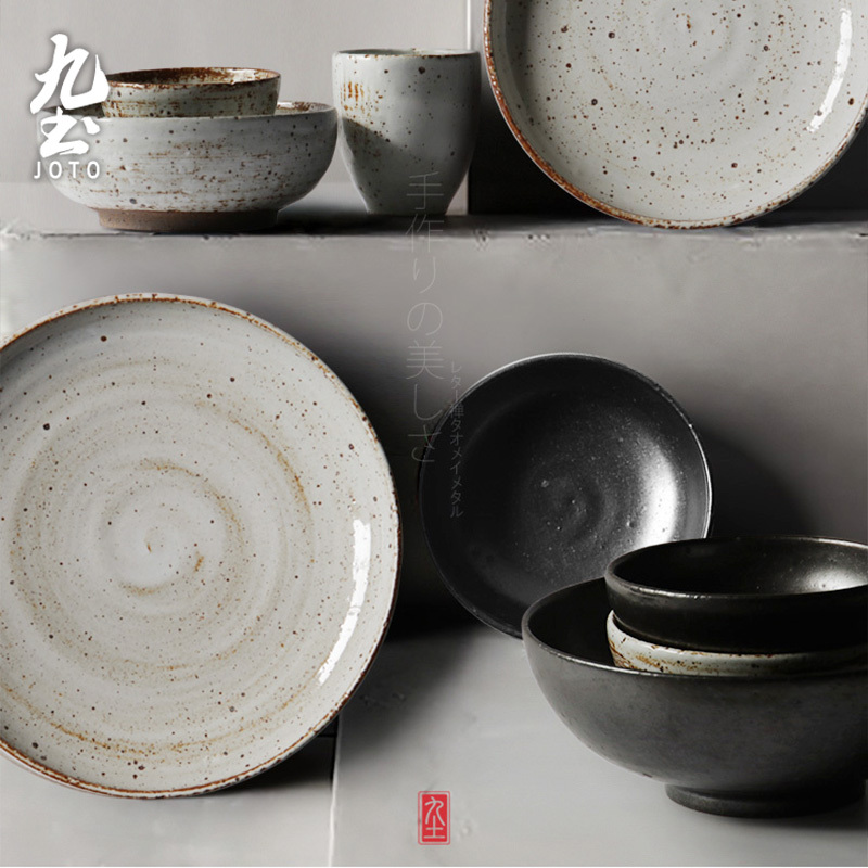 Handmade Rustic Pottery Vintage Bowl Tableware and Japanese-Style Ceramic Plate Dinner Plate Cup Saucer Home Simple Japanese-Style Two-Person Dinnerware Set Handmade Rustic Pottery Vintage Bowl Tableware and Japanese-Style Ceramic Plate Dinner Plate Cup Saucer Home Simple Japanese-Style Two-Person Dinnerware Set