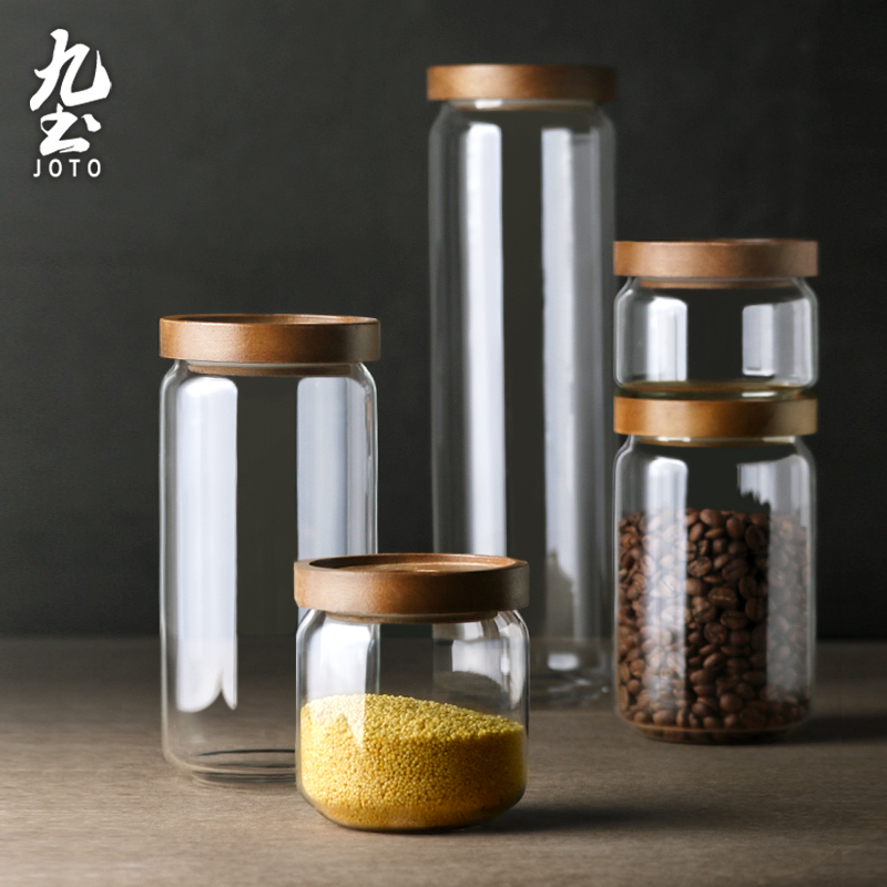 Glass sealed jar Coffee storage tank Home transparent jar Blister Wine Kitchen Daily Snack Containing Jar Tea Leaf Jars-Taobao