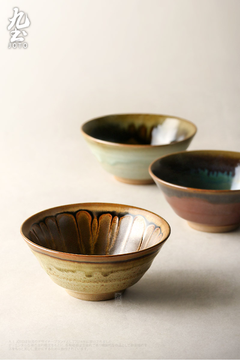 Nine soil manual coarse pottery rice bowls of household retro soup bowl rainbow such as bowl upset ceramic tableware single feeder dessert bowl