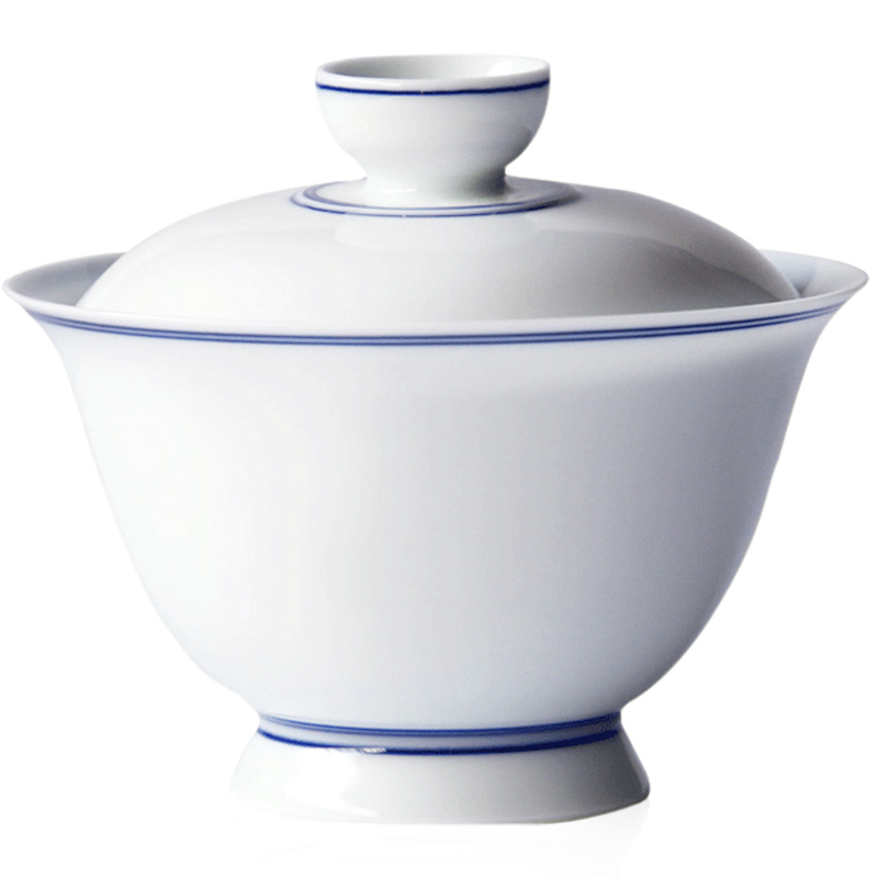 About Nine soil manual tureen retro white tureen kung fu tureen of blue and white porcelain bowl with jingdezhen ceramic hand - made teacup