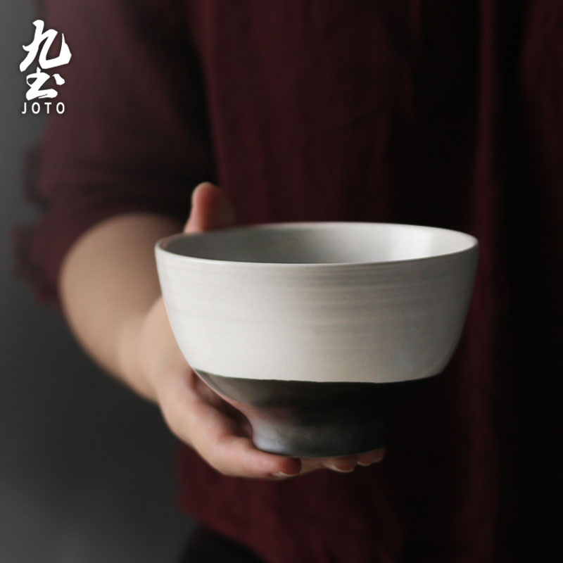 About Nine soil Japanese checking ceramic tableware rice meal bowl of black and white glaze creative contracted household soup bowl feeder rainbow such use