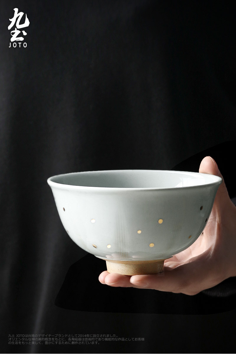 About Nine soil Japanese checking ceramic rice bowl of soup bowl rainbow such as bowl round bowl coarse pottery bowl of restoring ancient ways is a single household tableware originality