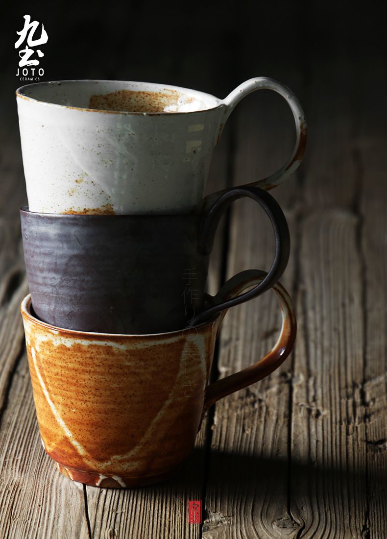 About Nine soil manual coarse ceramic coffee cup move with handles keller afternoon coffee cup Japanese contracted cup