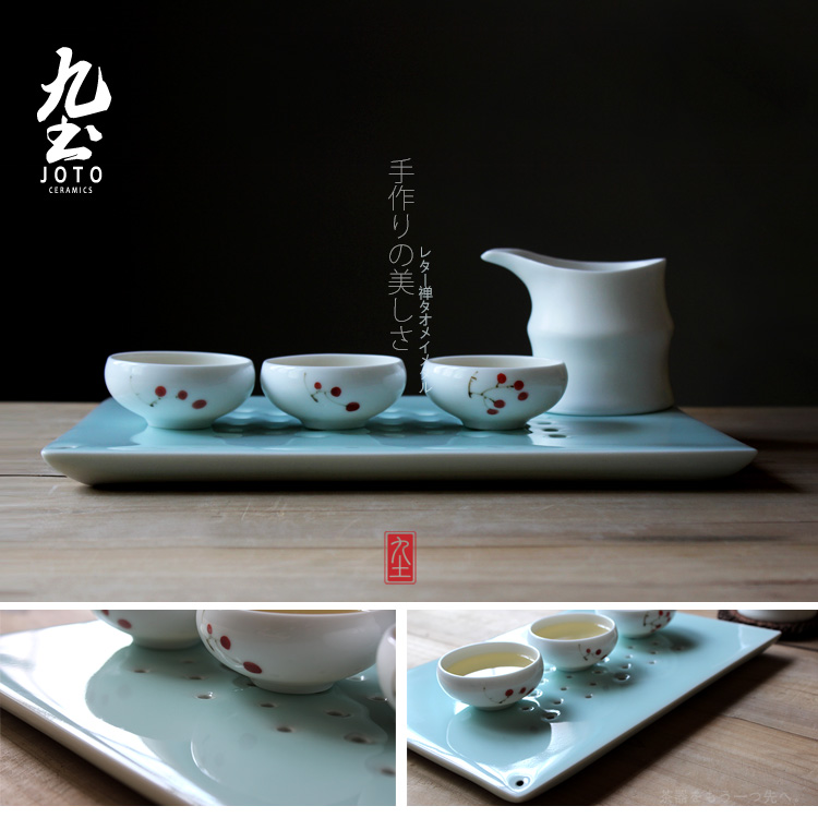 Soil in nine Japanese checking tea tea machine of Chinese style ceramic black pottery small saucer creative kung fu tea set household restoring ancient ways