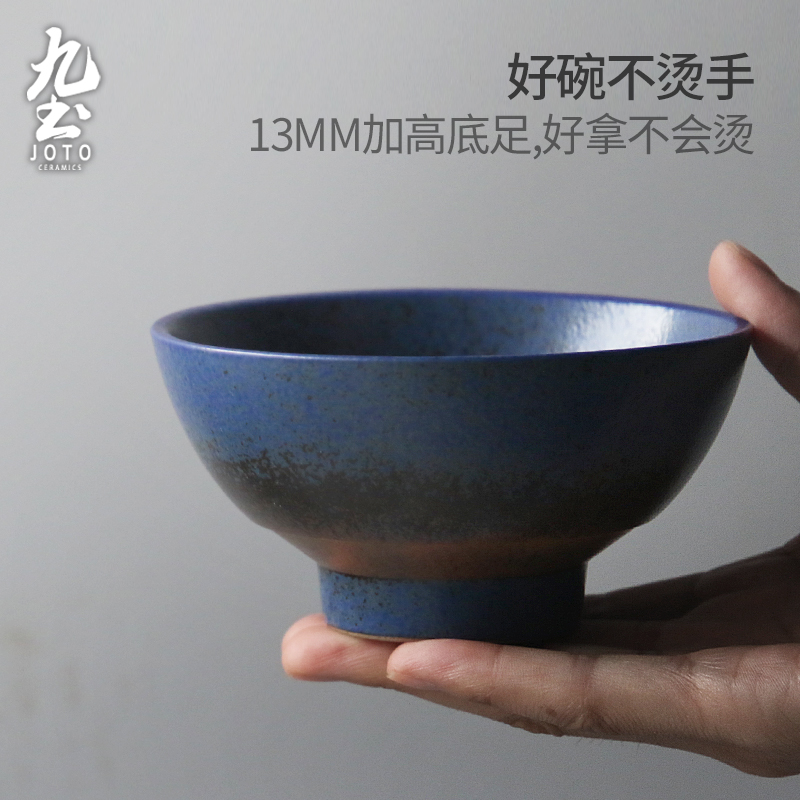 About Nine Japanese soil coarse pottery rice bowls household tableware soup bowl tall bowl with thick soil bowl bowl manual couples microwave