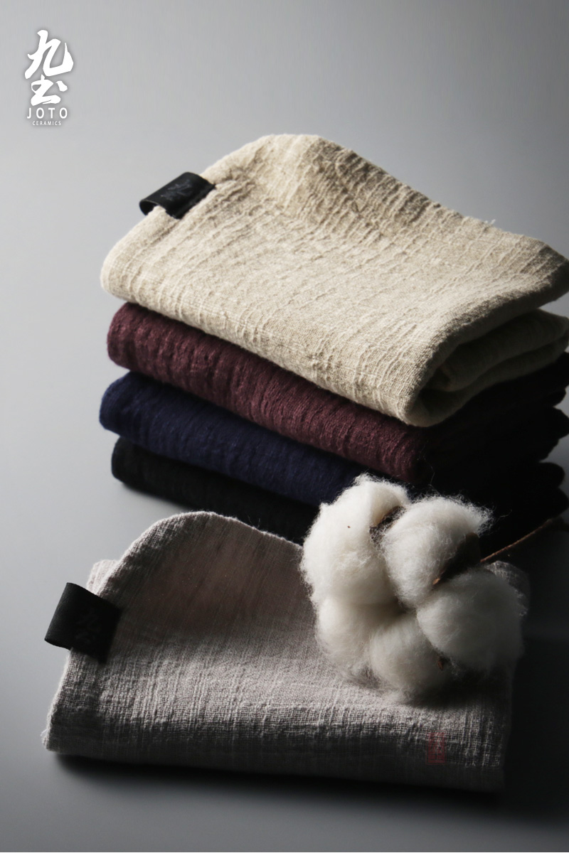 Jiu Tu phong cách Nhật Bản bằng vải cotton và vải lanh thấm dày Phụ kiện trà Kung Fu làm sạch khăn trà vải vải thủ công khăn trà vải - Trà sứ bình uống trà