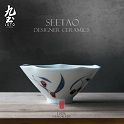 About Nine soil manual blue - and - white youligong cherry plate Japanese retro hand - made ceramic tableware dinner plate feeder