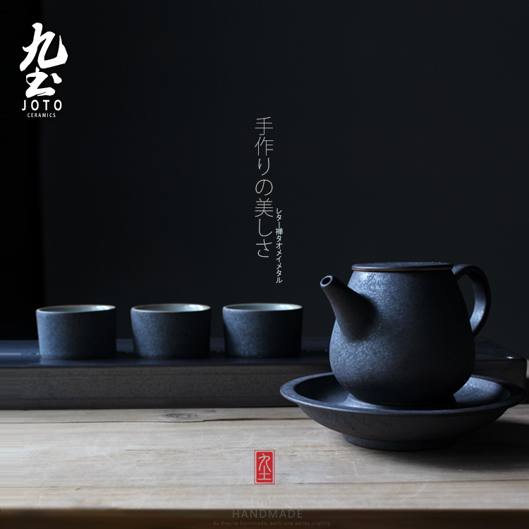 About Nine soil manual Japanese black glaze thick ceramic teapot retro Taiwan kungfu tea set hand grasp pot pot of tea of household