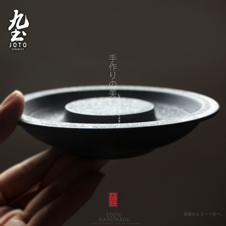 About Nine soil jingdezhen Japanese ceramic creative contracted character black glaze dry mercifully pot of bearing dry mercifully tea tray tea accessories