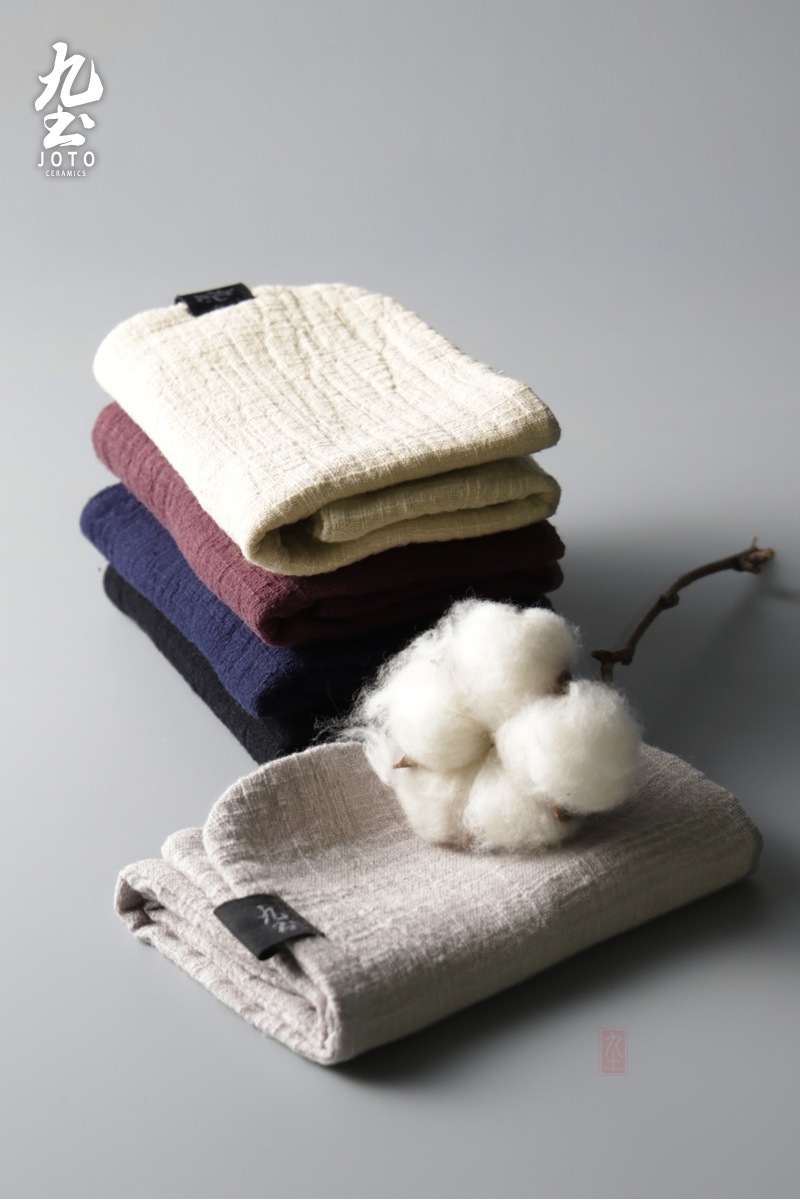 Jiu Tu phong cách Nhật Bản bằng vải cotton và vải lanh thấm dày Phụ kiện trà Kung Fu làm sạch khăn trà vải vải thủ công khăn trà vải - Trà sứ bình uống trà
