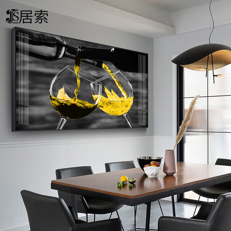 Modern wine glass decorative painting dining room simple single-panel dining room wall large horizontal version high-end fashion dining table wall painting