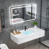 Nordic simple marble small apartment washbasin combination double basin washbasin custom bathroom washbasin