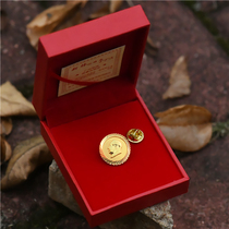 Mao main statue like chapter gold breasted brisket Mao Grandpa memorial badge Chest Badge Tooth Badge Red Cover Box 2CM