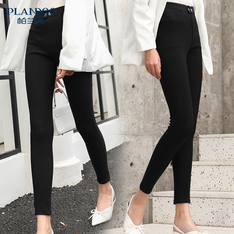 Palando black fleece leggings women's outerwear high waist slimming pants spring and autumn magic pants small black pants