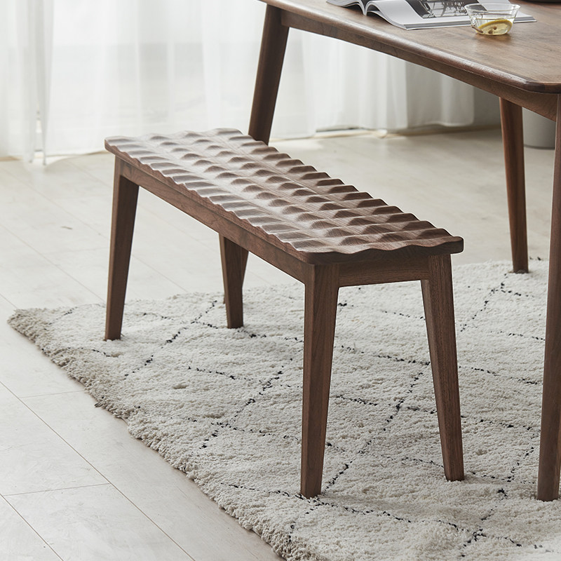 Black walnut shoe changing stool bedroom simple solid wood bench Nordic bench home living room stool bed end stool