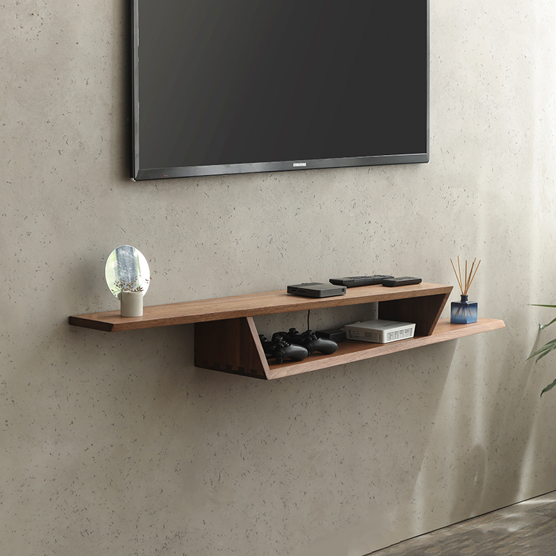 Solid wood creative set-top box rack Nordic wall shelf bedroom hanging wall hanging TV cabinet wall TV