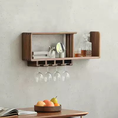 Black walnut wine cabinet wall red wine cabinet dining room wall hanging bar cup holder lattice wine rack kitchen rack