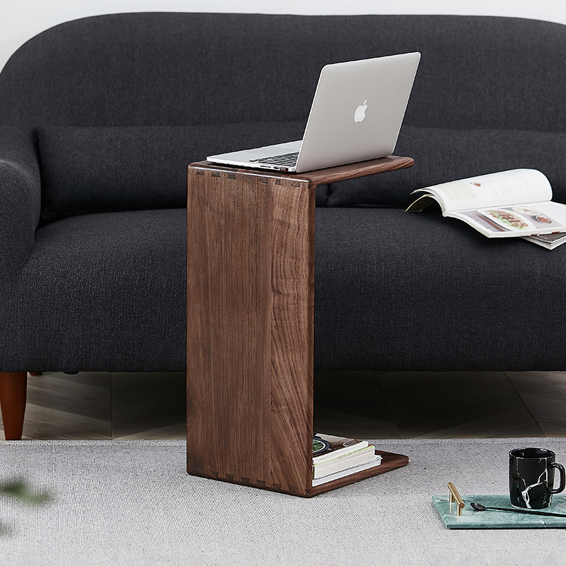 Black walnut wood modern minimalist sofa edge a few small family-shaped floating window edge table movable solid wood mini corner a few sides