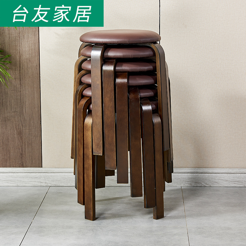 Stool solid wood round stool Home minimalist bench adult dining stool chair wood minimalist cloth art small round short stool