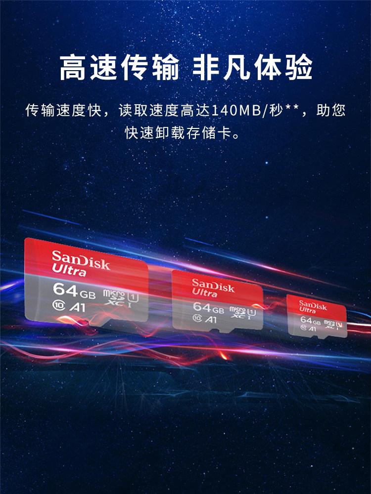 Sandisk Memory Card 64g Mobile Phone Surveillance Camera High-Speed Sd Card Driving Recorder Memory Card Tf Card 128g