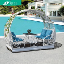 Outdoor balcony Garden swing Rattan woven rattan chair Four-person power Villa Terrace rocking chair Indoor and outdoor swing rocking chair