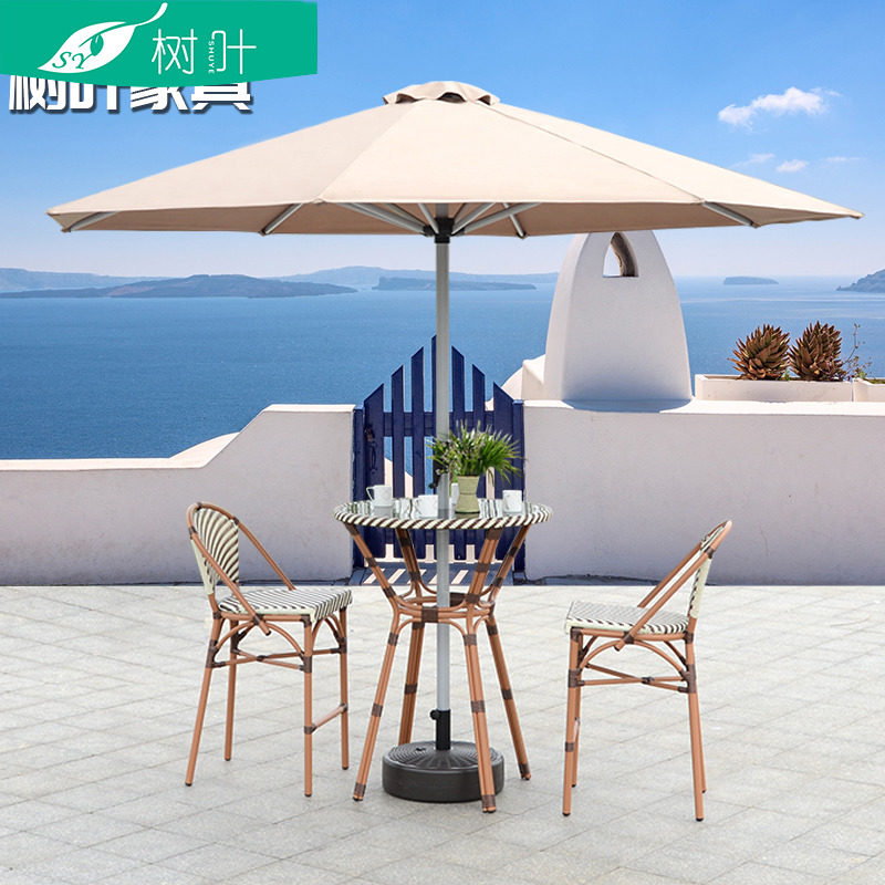 Outdoor desk and chair dessert tea shop vinechair combination balcony casual lounge area café chair three pieces