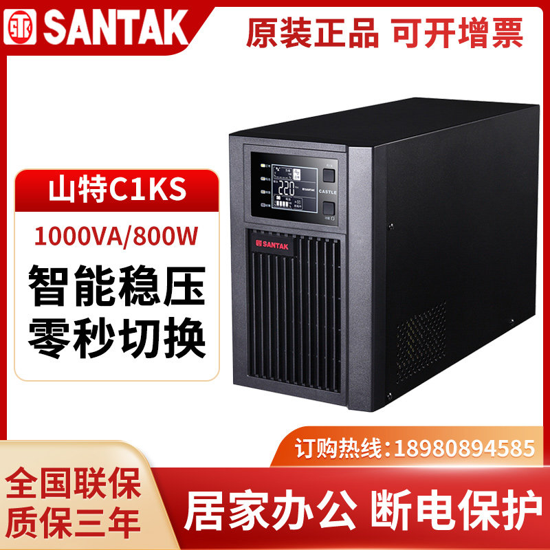 Mountain TeUPS Uninterrupted Power Supply C1KS Online Type High Frequency Machine 1KVA 800W Anti-Power Outage Computer Monitor Emergency