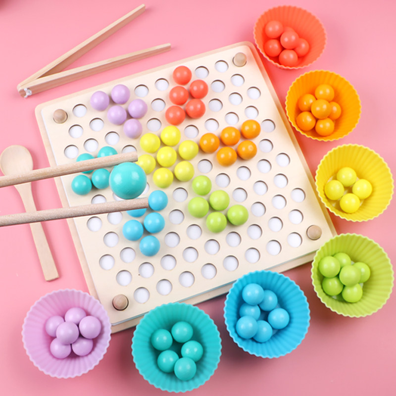 Montessori early childhood education fine motor exercise concentration training educational toys baby color cognition clip beads