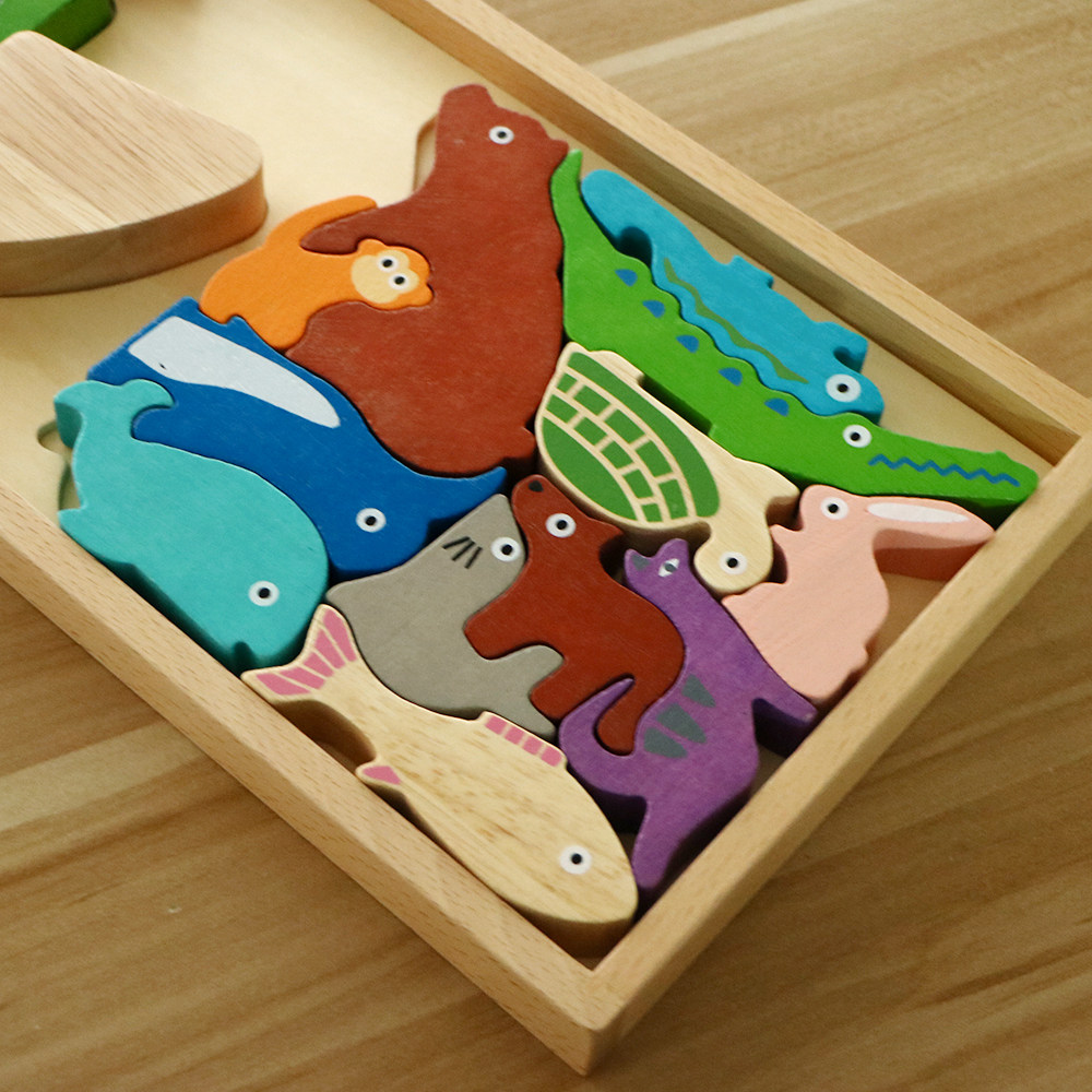 Puzzle 3d three-dimensional wooden 2-3-6 years old and a half children assembled building blocks boy baby early education puzzle