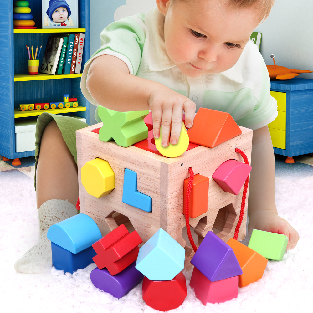 Children's Montessori shape matching building blocks toy girl 1-2-3 years old one and a half years old baby boy early education puzzle