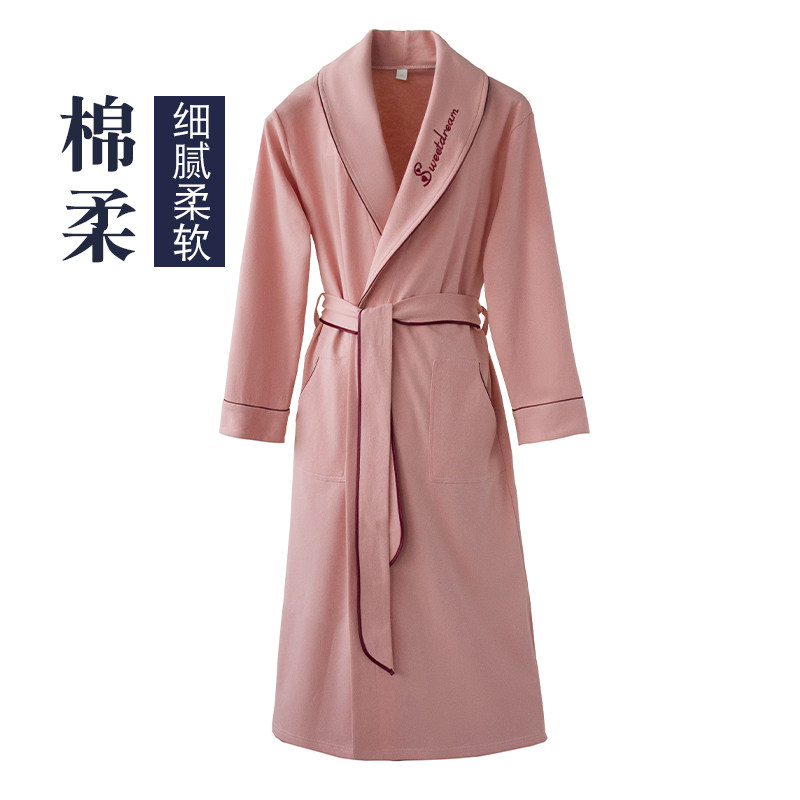 2021 new dressing gown women Spring and Autumn long thin pajamas summer long sleeve cotton bathrobe absorbent quick drying bathrobe